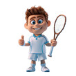 happy tennis player cartoon character