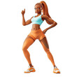 Happy woman in fitness cloths cartoon character
