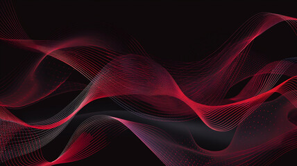 Wall Mural - the technology background of red and black geometric lines and waves
