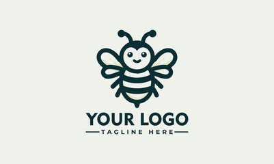 Wall Mural - simple bee vector logo design Honey bee line art logo icon mascout design template