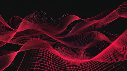 Wall Mural - the technology background of red and black geometric lines and waves