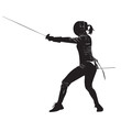 © ink drop - Vector silhouette of a fencing sports person. Flat cutout icon