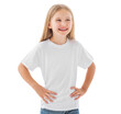 © Ievgen Skrypko - Smiling little girl in a white blank t-shirt isolated on a white background