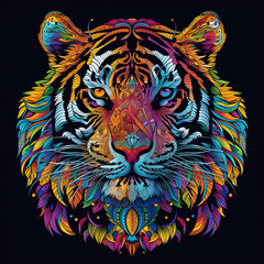  Fierce tiger head illustration for design or tattoo
