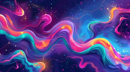 Colorful background with coiling tendrils and supernovas