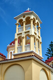 Fototapeta  - bell tower of an orthodox neo-byzantine church on the island of Crete