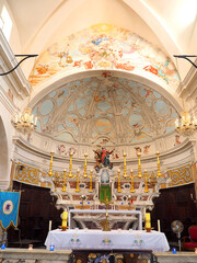 Wall Mural - Heart of the Sainte-Marie Majeure church in Bonifacio in Corsica. It is a Roman Catholic church. It is the oldest building in the city, construction of which was completed in the 13th century