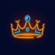 Fashion crown neon sign. Night bright signboard, Glowing light. Summer logo, emblem for Club or bar concept