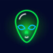Fashion alien neon sign. Night bright signboard, Glowing light. Summer logo, emblem for Club or bar concept
