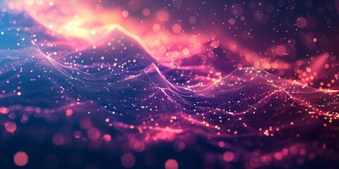 Wall Mural - a purple and pink wave with a lot of sparkles
