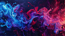 Splashes Of Molten Ruby, Sapphire, And Amethyst Converging Into A Dynamic Abstract Painting Background.
