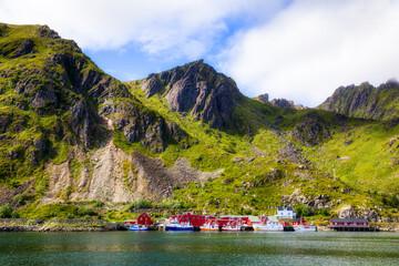 Sticker - View towards Ballstadlandet from the Fishing Village in Lofoten, Norway