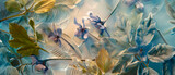 Fototapeta  - Wonder texture, floral shapes into a fantasy arrangement, multi-dimensional composition evoking the enchanting beauty of  frozen flowers, generative AI fashion pattern
