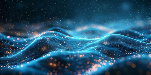Wall Mural - a blue and orange wave with a lot of sparkles
