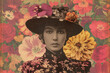 Woman in a hat with flowers , vintage style
