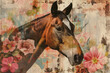 horse and flowers vintage style