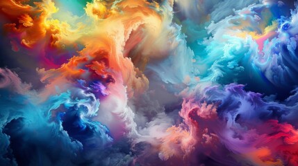Wall Mural - Vibrant Abstract Cloudscape with Explosive Colors
