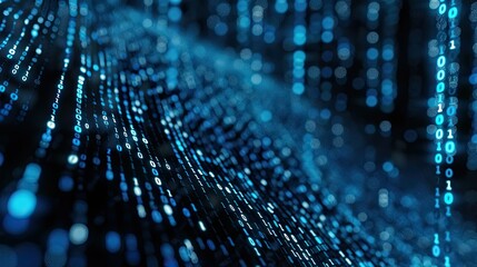 A blue and white image of a computer code