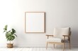White poster with a plant and chair in a living room  furniture architecture tranquility.