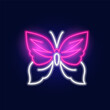 Fashion butterfly, insect neon sign. Night bright signboard, Glowing light. Summer logo, emblem for Club or bar concept
