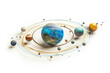 Planets of solar system on white background