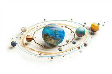 planets of solar system on white background