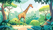 Beautiful giraffe in zoological garden Vectot style vector