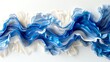 A striking abstract image with bold blue waves flowing across a canvas of white, representing the ocean's beauty
