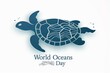 Celebrating World Oceans Day, this image features a simple yet captivating sea turtle design