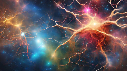 Wall Mural - celestial neural network illustration