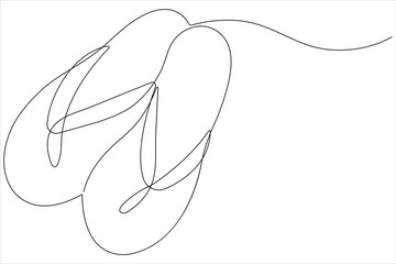 Sticker - Beach slippers continuous one line drawing of outline footwear vector