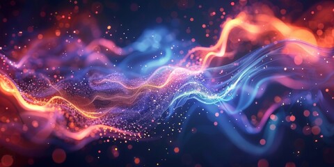 Poster - A colorful wave of light with a blue and red swirl