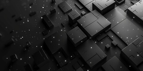 Wall Mural - a black and white image of a cityscape with a lot of squares and dots