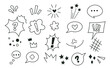 Emoticon effects design elements. Funny colored.  Colorful hand drawn speech bubble set. Cartoon character emotion symbols. Cute doodles, icons
