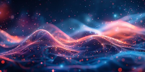 Wall Mural - a blue and red wave with a lot of sparkles