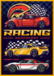 Motorsport racing vintage flyer colorful