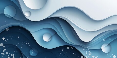 A blue and white water wave with white bubbles