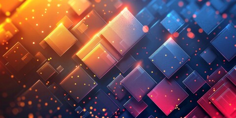 Wall Mural - A colorful image of squares with a blue background