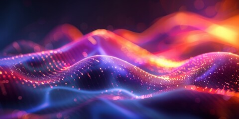 Wall Mural - A colorful wave of light with a purple and orange hue