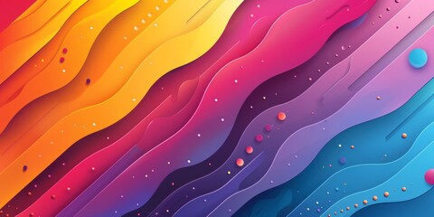 Poster - a colorful, abstract background with a rainbow of colors and a few dots