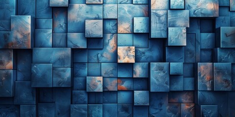 Wall Mural - A blue wall with a lot of squares