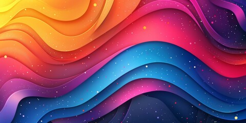 Wall Mural - A colorful, multi-colored wave with stars and galaxies in the background