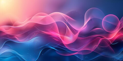 Poster - a colorful, wavy line with a blue and pink hue