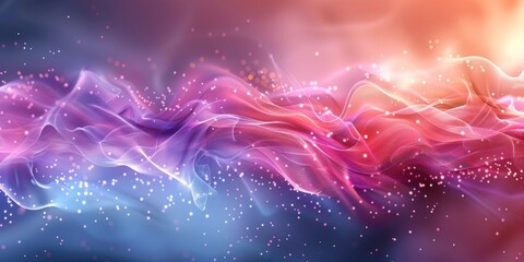 Wall Mural - A colorful, swirling line of pink and blue with a lot of sparkles
