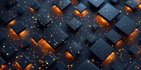 Wall Mural - A black and orange background with a lot of squares