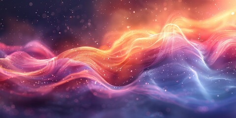 Wall Mural - A colorful wave of light with a purple and orange section
