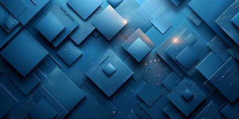 Wall Mural - A blue background with squares of different sizes