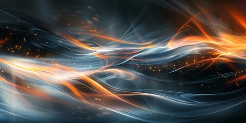 Wall Mural - A blue and orange wave with fire streaks