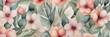 3:1 banner. Pastel Watercolor flower Pattern. Perfect for: Artistic Designs, Textile Printing, Stationery, Digital Art Projects