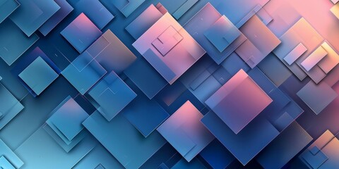 Wall Mural - A blue and pink background with squares of different sizes